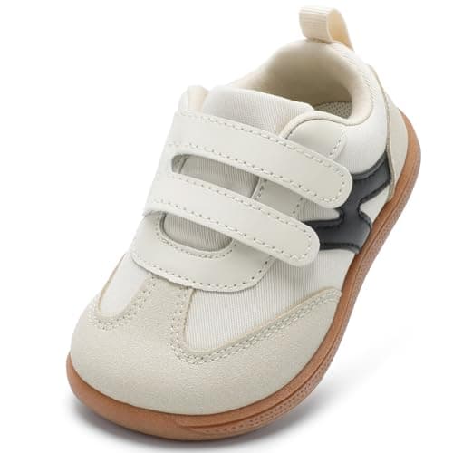 STQ KIDS Wide Fit Toddler Boys Girls Barefoot Shoes Beige White Size 7 UK