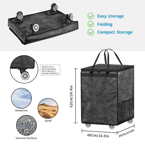 Rolling Tote Shopping Bags, Reusable Grocery Bag Collapsible Cart (Black) — view 6