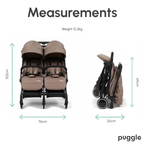 Puggle City Traveller Double Pushchair (Truffle) — view 6