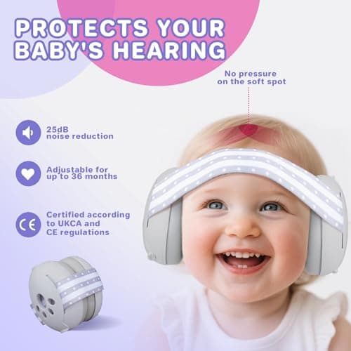 YingErTool Baby Ear Defenders - 25dB, Infant Headphones Noise Cancelling for 0-36 Months, Safe & Soothing Hearing Protection, Ideal for Travel, Sleeping (Grey) — view 2