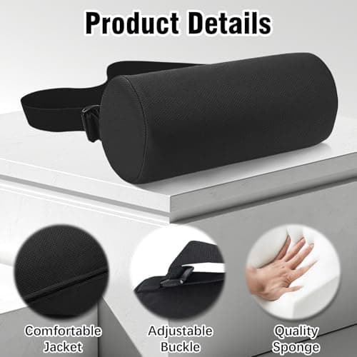 Memory Lumbar Roll Pillow Adjustable Cylindrica Foam Lumbar Support Cushion Removable Washable Cover 11 Inch Lumbar Support Pillow with Storage Bag for Office Chair Car — view 3