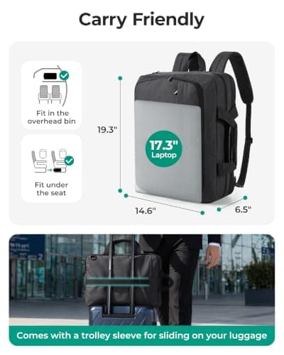 bagsmart 17.3 Inch Laptop Bag, Convertible Computer Birefcase Bag Men, Grey — view 5