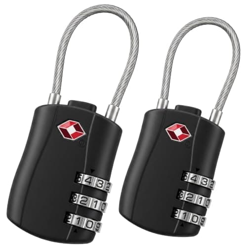 Suitcase Locks BeskooHome Luggage Locks - TSA Approved Luggage Locks, Zinc Alloy Security Padlock, 3-Dial Combination Travel Padlock for Luggage, Suitcases, Backpacks, Laptop Bag, etc.- 2 Pack