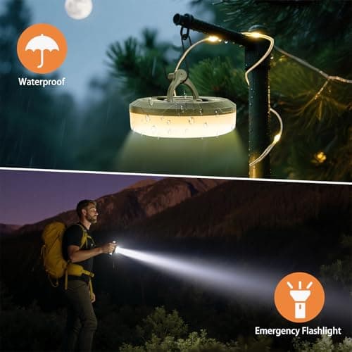 2-Pack Camping String Lights 10M, 4 in 1 Portable Camping Fairy Lights Rechargeable, 8 Lighting Modes, USB Charging, Quick Storage, Waterproof Tent Lights String for Camping, Yard, Christmas,Festivals — view 6