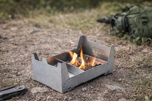 British Army Cooker & Fuel Set Compact Lightweight Folding Backpack Stove | Fire Dragon Gel Blocks Included | Military Camping Bushcraft Survival Cooking — view 4
