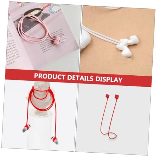 COMPUKAS 4pcs Silicone Magnetic Anti-lost Earphone Strap Cord, Soft Sport Neck Lanyard Rope, Wireless Headset Protector Compatible with True Wireless Earbuds, Multi-color Set for Outdoor — view 3