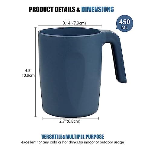 Greentainer Coffee Mug with Handle, Set of 4, 450 ml Drinking Cups for Kitchen, Outdoor, Travel, RV, College Dorm Room Essential, Water Milk Tea Tumblers, Dishwasher and Microwave Safe,15 OZ, 4 Pcs, — view 2
