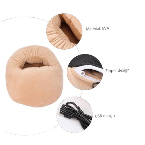 USB Foot Warmer Heating Shoes Eva Khaki One Size for Home — view 2