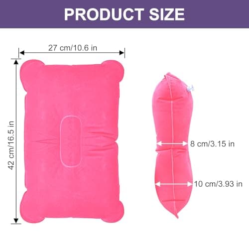 LICQIC 2 PCS Inflatable Pillows, Blow Up Cushion, Air Pillow for Camping,Travel, Sunbathing, Neck Lumbar Support (Rose Red) — view 2