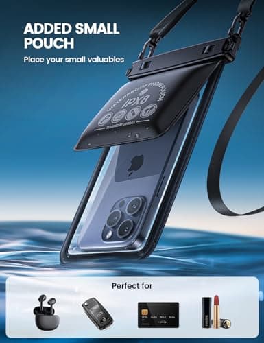 Lamicall IPX8 Waterproof Phone Pouch Case - [Double Space Design] 7.5" Underwater Phone Case for Swimming Dry Bag with Lanyard for iPhone 17 16 15 14 13 12 Pro Max Plus Air Mini, S24, Fit up to 7.5” — view 3