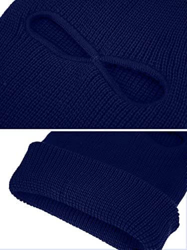 Geyoga 2 Hole Knitted Ski Mask Full Face Cover Warm Balaclava Knitted Winter Face Mask for Outdoor Sports(Navy Blue,Adult Size) — view 4