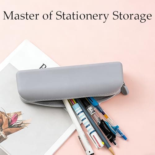 QEBSJSKL Makeup Brush Holder Silicone Travel Cosmetic Bag, Grey — view 4
