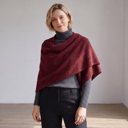 HEDYX Women's Pashmina Shawls and Wraps for Autumn Winter(Burgundy) — view 6
