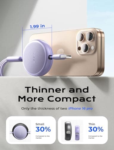 LISEN Multi Charger Cable, Retractable USB C to USB Charging Cable 3 in 1 Charger Lighting/Micro USB Cable, Travel Chargers for Multiple Devices for iPhone 17 16 15 14 Pro/Galaxy S25/Switch2, Purple — view 4