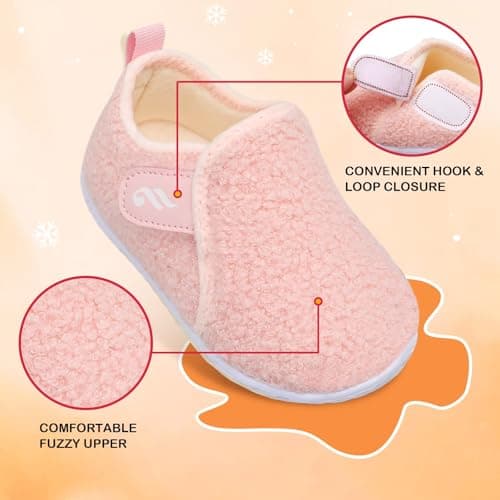 JIASUQI Toddler Slippers Kid Warm House Shoes Boys Girls Fuzzy House Slippers for Indoor Outdoor(Pink 142,UK Size 5.5-6) — view 3