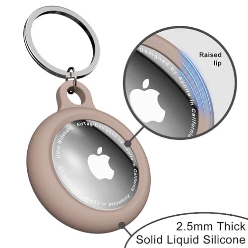 oakxco for Airtag Keychain Silicone, Airtag Holder with Key Ring, Air Tag Cover Cute Accessories for Kids, Luggage, Car Dog Collar, Car, Compatible with Apple Airtag Case Waterproof, Brown — view 5