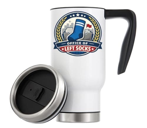 Humorous Emblem for Missing Sock Office Vacuum Insulated Thermal Travel Coffee Mug 480ml White