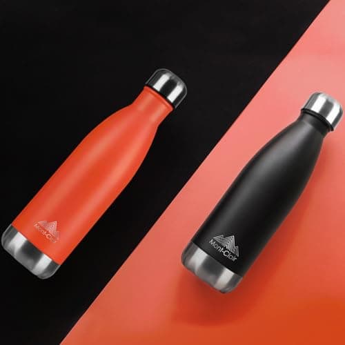 Mont-Clair H2O Stainless Steel Water Bottle, Vacuum Insulated - BPA Free, 12h Hot & 24h Cold Drinks, Metal Water Bottle 500ML Leakproof, Ideal for Adult, Kids, Running - Orange — view 4