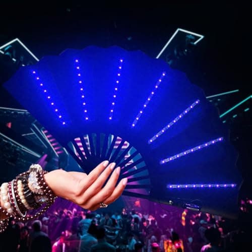 Light Up Rav-e Fan, Folding Handheld Fa-n, Light U-p Hand F-an, Led Handhe-ld, Portable With Light, L-ight Up Festival Folding, Travel Multipurpose Handheld Fa-n, Carnival Accessories — view 4