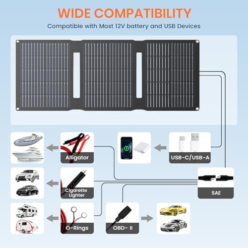 FlexSolar 28W 12V Portable Solar Panel Battery Charger Maintainer Kits — view 2