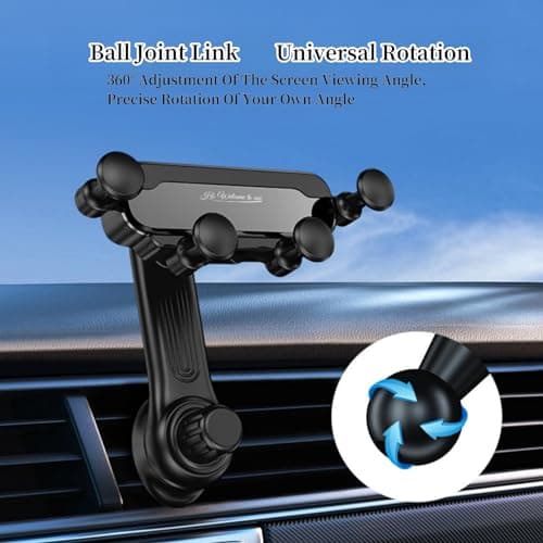 QruiLanTu Car Vent Phone Mount Gravity Cell Phone Holder Never Blocking Vent with Rotatable Swing Arm Hands Free Universal Extension Clip Air Phone Holder Car Fit for All Phones iPhone Samsung — view 5