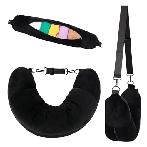 Mtbricey Portable Stuffable Neck Pillow for Travel Multifunctional U Shaped Travel Pillow Bag Fillable with Clothes for Extra Luggage Space Adjustable Strap for Airplane Train Camping
