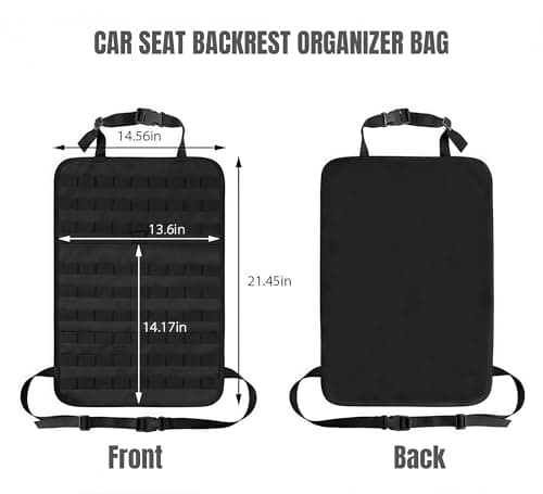 Tactical MOLLE Car Seat Back Organizer - Sag-Proof Vehicle Panel Protector w/9-Row Storage, Universal Fit for SUV, Truck, Pickup (Khaki) — view 2
