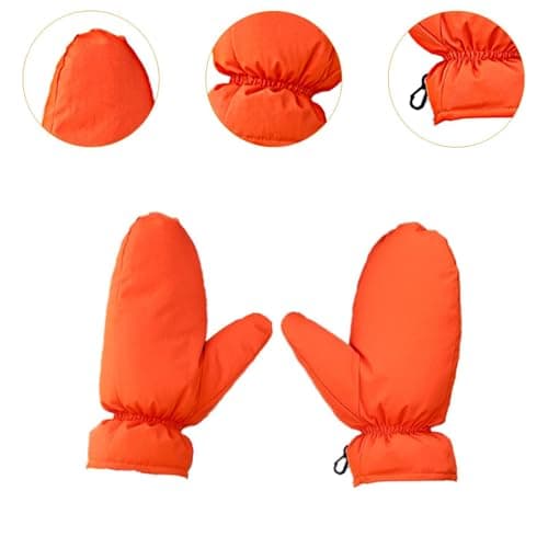 rockible Down Mittens Snow Mittens Soft Warm for Men Women Insulated Winter Gloves Ski Mittens for Biking Snowboarding Skiing Cycling, Orange — view 3