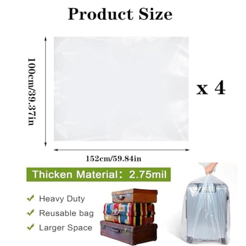 Generic Extra Large Clear Plastic Storage Bags 4Pcs 40x60In 100x152CM Heavy Duty Reusable Jumbo Bags for Moving Storage Furniture Luggage Home UK — view 2