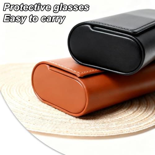 Mornavith Glasses Case Hard Shell, 2Pcs Portable Durable PU Hardshell Spectacle Cases for Men Women Unisex Sunglasses (Maroon + Black) — view 5