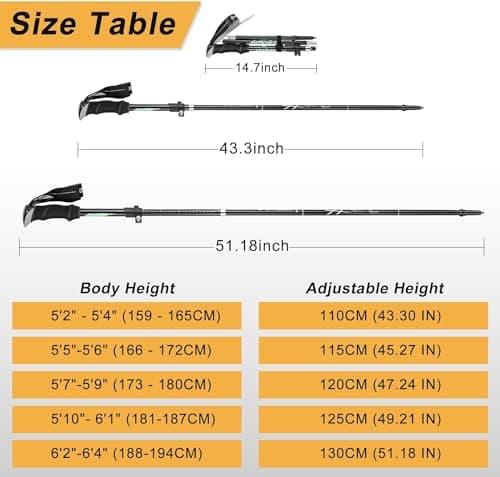 Trekking Pole, Collapsible Walking Hiking Stick for Men Women, Ultralight Aluminum Ski Pole with EVA Grip — view 5