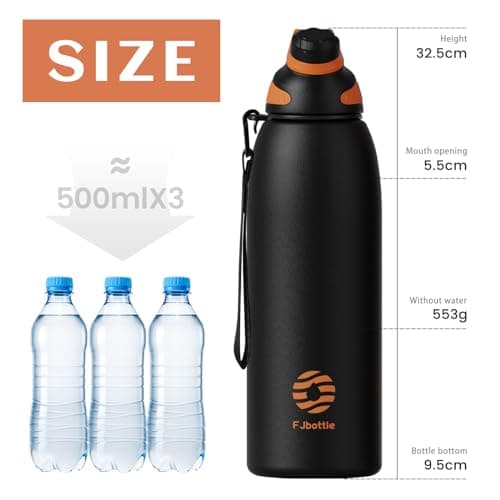 Fjbottle Insulated Water Bottle 1.5L Magnetic Lid Stainless Steel — view 4