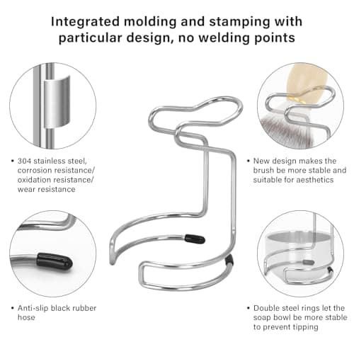 Shaving Brush Set for Men, 3 in1 Shaving Kit Includes Nylon Badger Hair Shaving Brush, Stainless Steel Shaving Bowl and Stand for Wet Shave — view 3