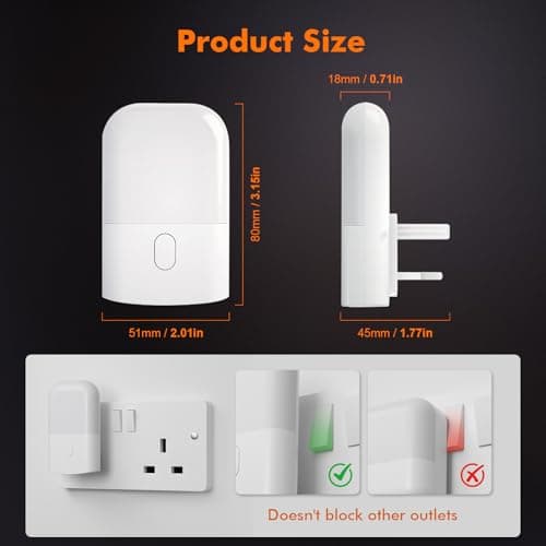GRIFEMA Plug in Night Light with Dusk to Dawn Photocell Sensor, White — view 4