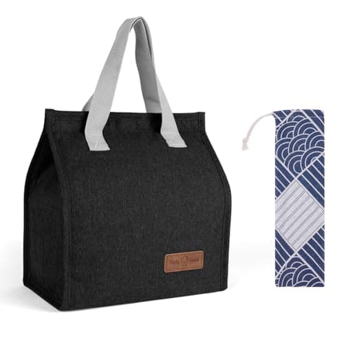 Vicloon Lunch Bags for Women Men, Portable Lunch Box Bag, Insulated Cooler Bag Thermal Leak-Proof Lunch Organizer, Thermal Cooler Bag for Work Outdoor School Travel (Black)