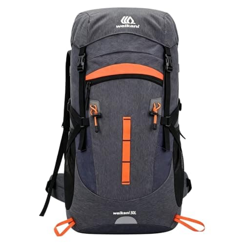 Lawaia 50L Hiking Backpack for Travelling Camping Large Rucksack for Men Women Waterproof Walking Trekking Sports and Outdoor Lightweight Backpack Survival Mountain Bag Festival Fishing
