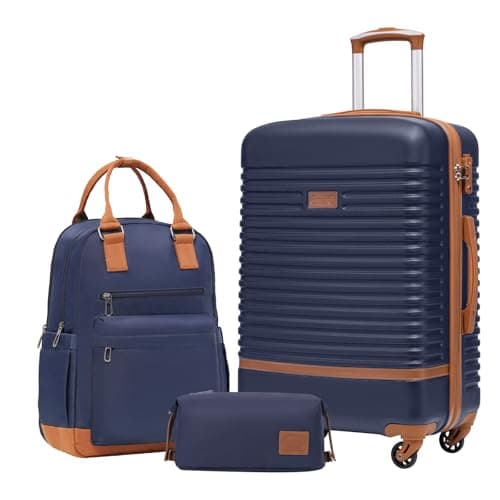COOLIFE Suitcase Set, 3 Piece Luggage Sets with Travel Backpack & Wash Bag