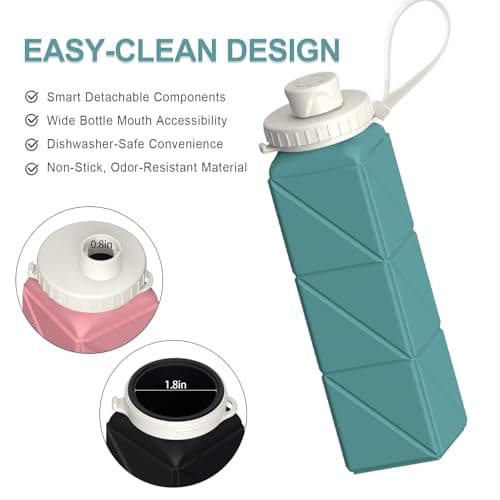 BEAUTAIL Collapsible Water Bottle 610 mL, Silicone Travel Water Bottle — view 5
