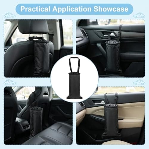 2 Pack Car Trash Bag,Hanging Washable Back Seat Car Garbage Bag,Black Collapsible Interior Seatback Rubbish Bags,Generic Vehicle-Mounted Storage Pocket,For Automotive Easy Maintenance And Keep Hygiene — view 5