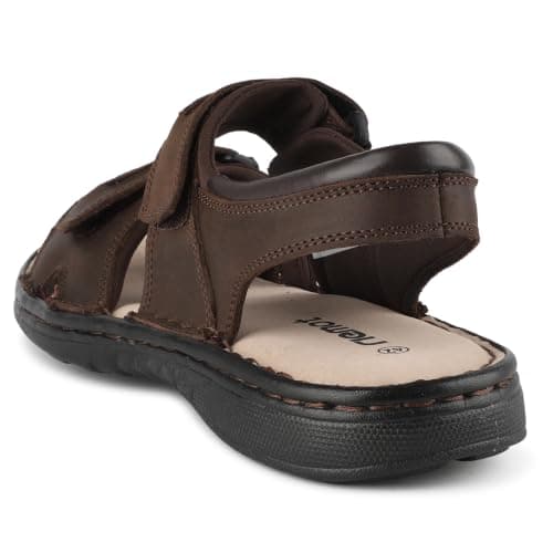 riemot Men's Genuine Leather Sandals for Casual Walking, Adjustable Fit — view 3