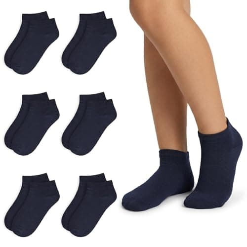 A2Z 4 Kids 6 Pack Girls Boys Plain Trainer - Socks AZ750 Navy 6 Pack 10-14