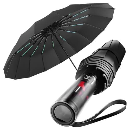 MidingChai Compact Umbrella Windproof Strong,Large Automatic Folding Umbrella,UV Protection Umbrella,Mens&Women Suitable for Golf, Travel(black )