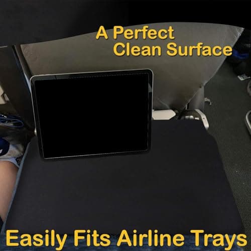 Generic Unisex Airplane Tray Table Cover, Black, Foldable Fabric Seat Back Organizer With Pockets, Reusable Tray Table Cover With Tablet Pocket, Soft Storage For Travel And Airplane Use — view 5