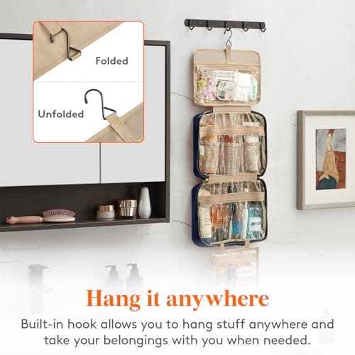 Lifewit Large Hanging Toiletry Bag for Women, Travel Wash Bag, Dark Blue — view 6