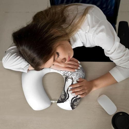 AUGUSTRUSH Memory Foam Neck Pillow - Travel Pillow With Adjustable Clasp, Removable Washable Cover For Airplane Office Car, Ergonomic Support Comfortable U-Shaped Pillow, Lavender Daisies Print — view 6