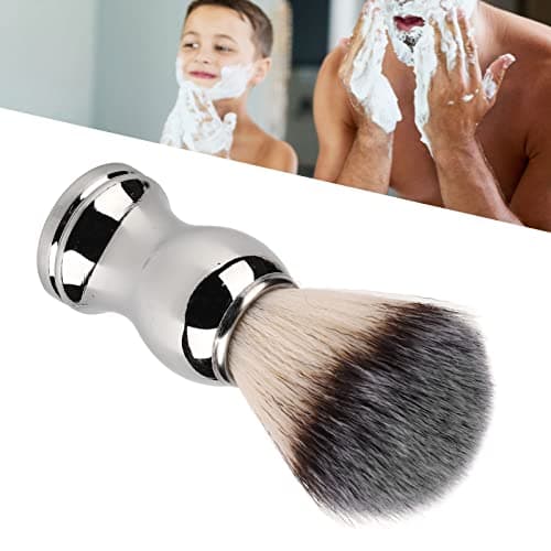 Shaving Brushes For Men, Shaving Kit For Men Portable with Silver Handle and Soft Bristles For High-Efficiency Deep Cleaning At Home or in Salons — view 5