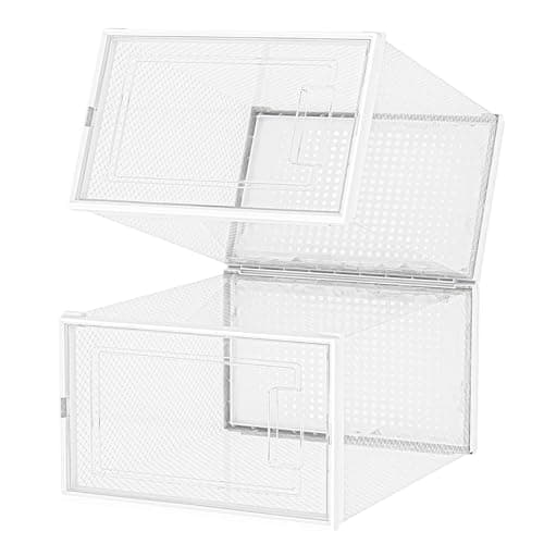 Alex Nash Stackable Shoe Storage Box - Clear Plastic Shoe Boxes with Lid - Foldable Shoe Organiser Containers for Men & Women Shoes, Boots, Trainers - Pack of 6: Medium — view 5