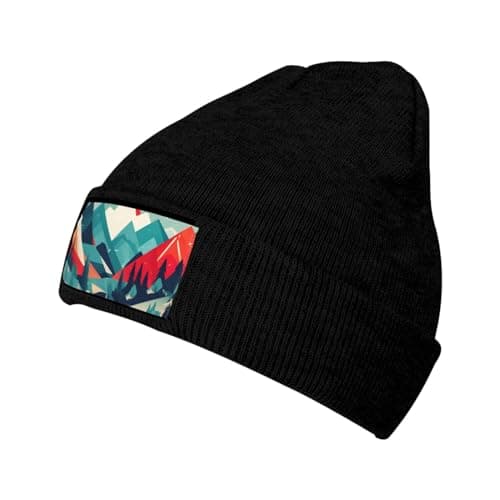 RoMuka Travel Mountain Scenery Knitted Woolen Hat - Velvet Patch Winter Warm Hat Suitable for Home Or Outdoor Activities, Travel Mountain Scenery, One size