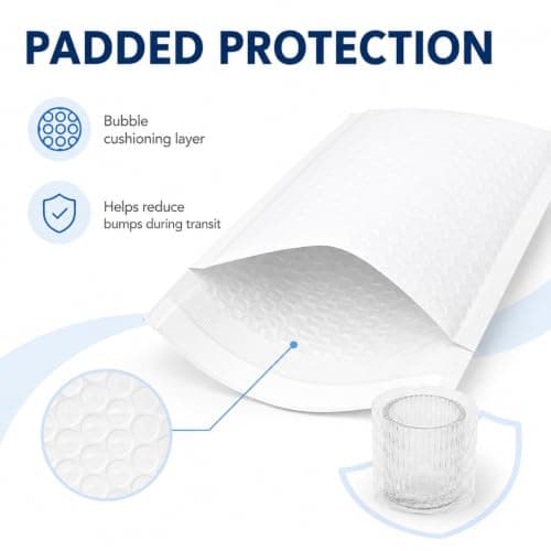 Long Large Bubble Mailers, White Padded Envelopes, 18 x 45 + 4 cm, 147 Pack — view 4