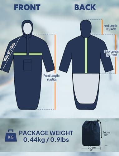 ANYOO Waterproof Wheelchair Poncho Cover with Sleeves, Lightweight Rain Poncho Cape Shield with Elastics Provide Dry Protection for Wheelchairs, Unisex, Dark Blue, One Size — view 3